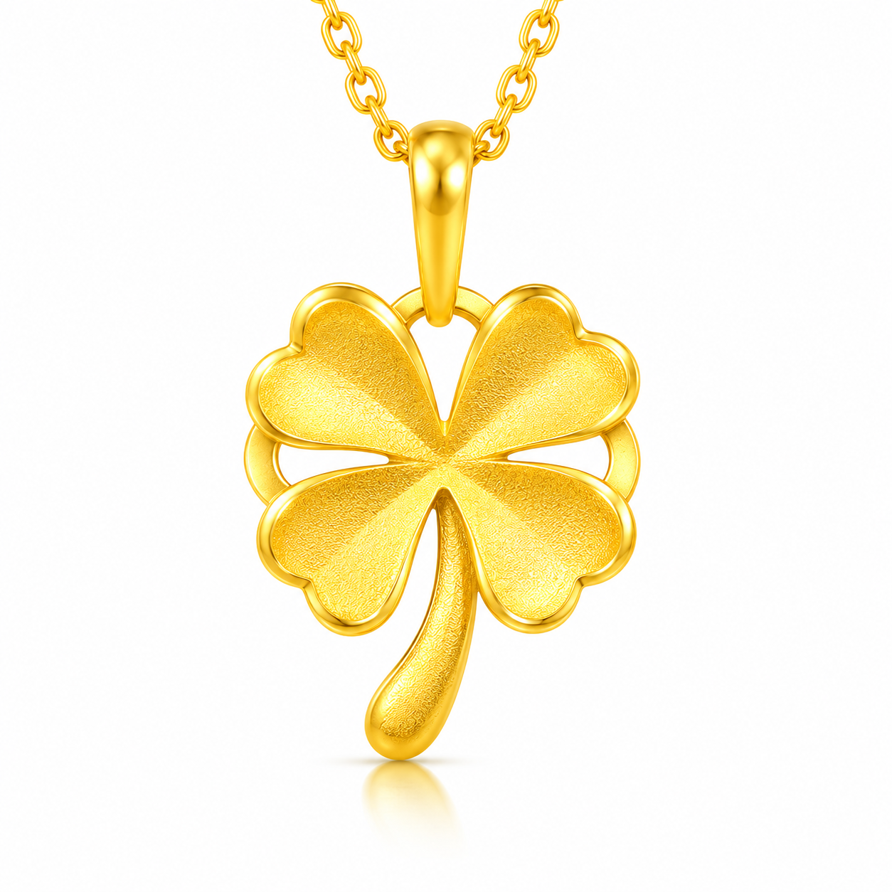 999 Pure Gold Four Leaf Clover Pendant – Symbol of Hope, Love & Beautiful Possibilities