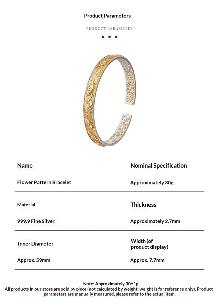 Eternal Bloom™ Floral Bangle | Timeless Oriental Luxury Silver Jewelry