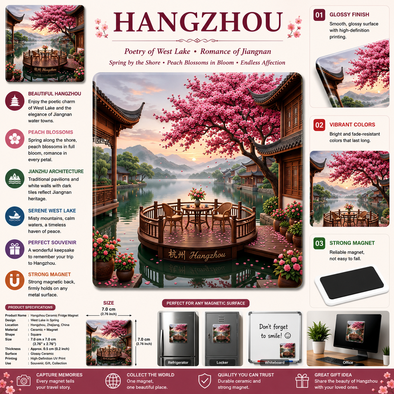 Hangzhou West Lake Ceramic Fridge Magnet
