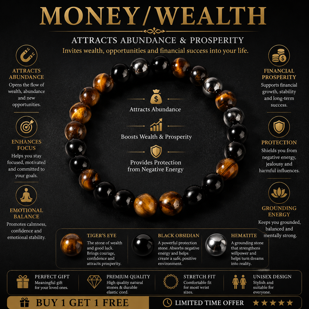 Wealth Magnet Bracelet™ | Prosperity, Confidence & Abundance Crystal Bracelet