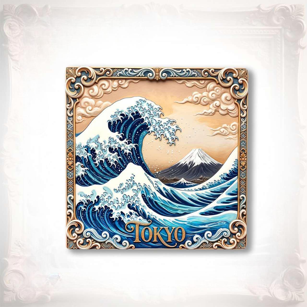 Japan Sakura &amp; Heritage Fridge Magnet Collection™ (Set of 5) Kyoto • Mount Fuji • Tokyo Waves • Sakura Bridge • Japanese Heritage