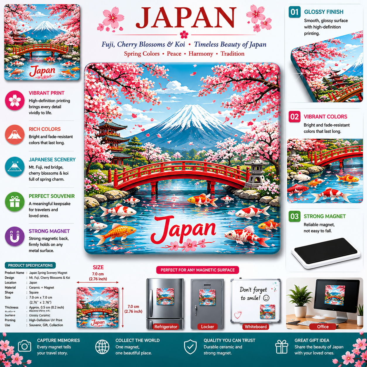 Japan Spring Garden Ceramic Fridge Magnet