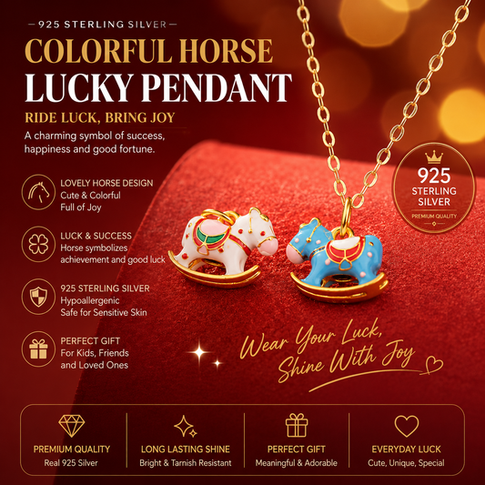 Lucky Tang Horse™ Necklace – 925 Sterling Silver Enamel Lucky Horse Charm