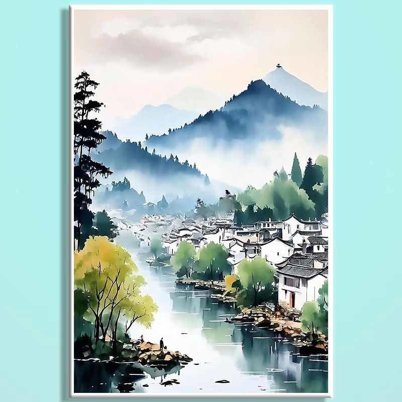 Jiangnan Water Town Wooden Puzzle – Chinese Landscape Art Jigsaw, Oriental Healing Puzzle Decor for Adults & Teens JN008
