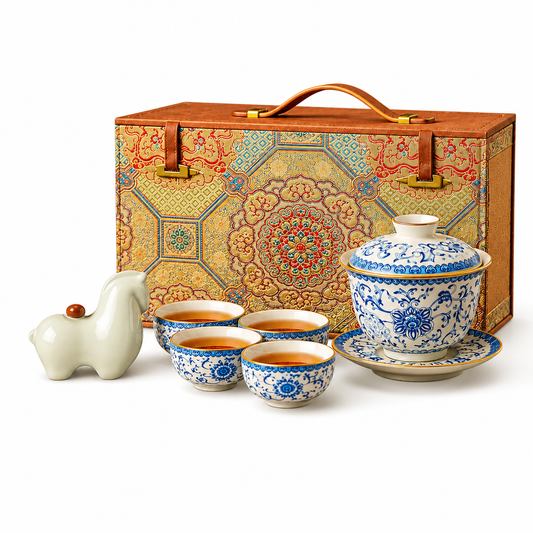 Blue & White Porcelain Tea Ceremony Gift Set | Luxury Chinese Tea Set