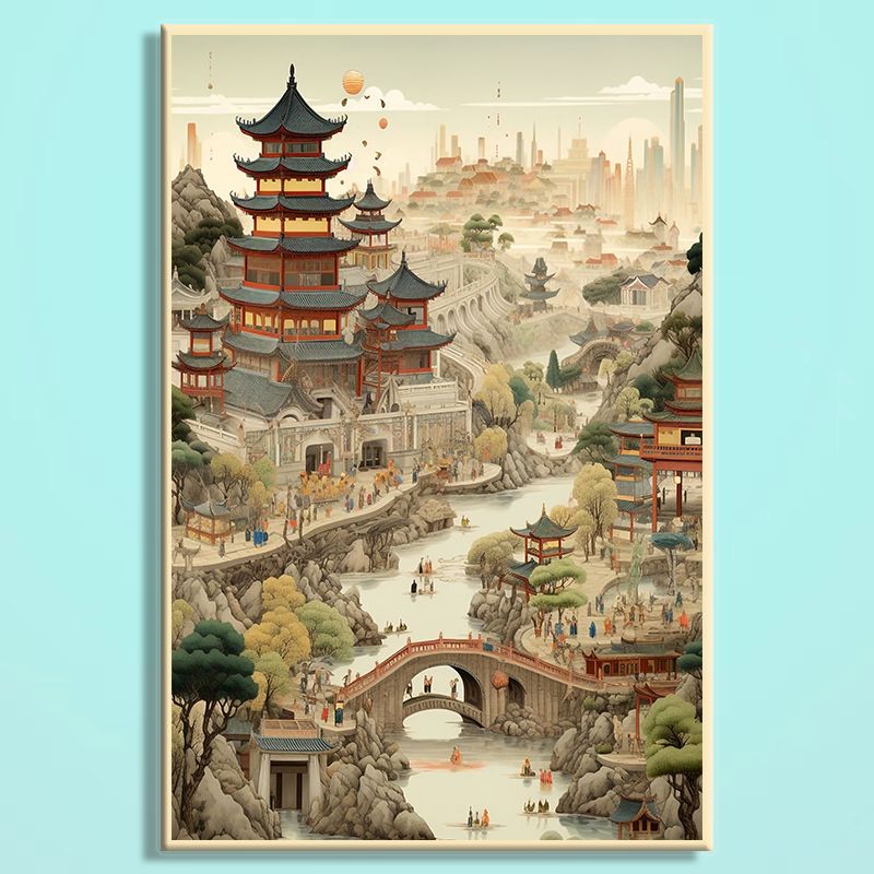Chinese Aesthetic Wooden Jigsaw Puzzle – Song Dynasty Landscape Puzzle, Traditional Chinese Art Puzzle, Oriental Wooden Wall Decor For Adults