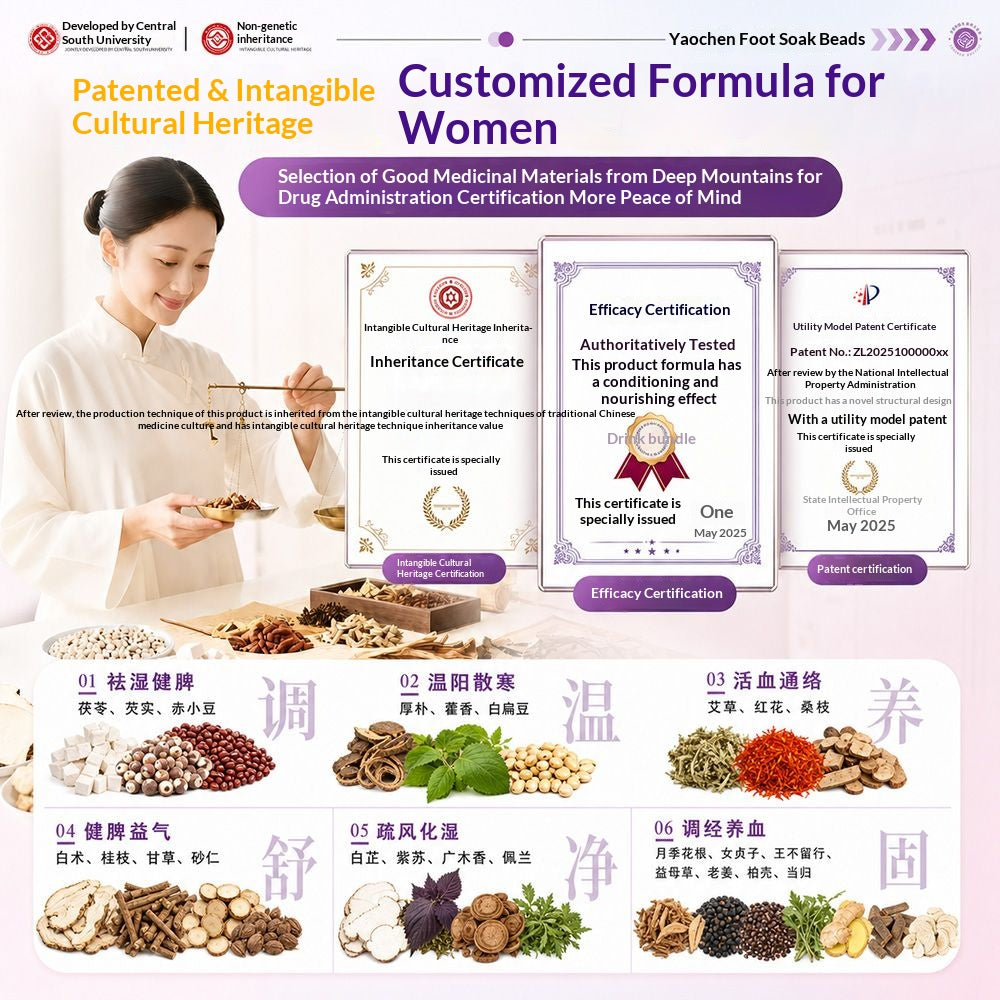 Women’s Four-Herb Beauty Foot Soak Beads – Traditional Chinese Herbal Spa for Relaxation, Warmth & Self-Care | Oriental Wellness Foot Bath Ritual