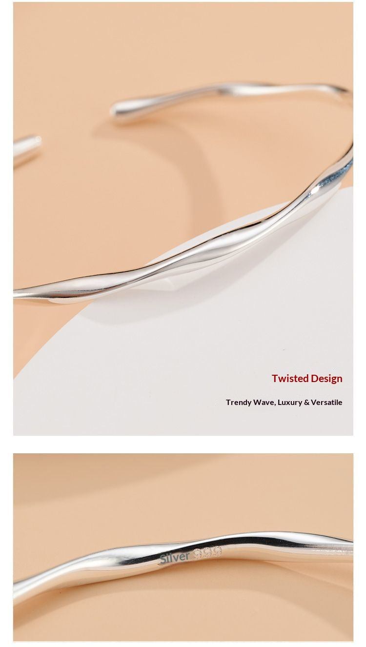 Eternal Twist™ Bangle | Quiet Luxury Silver Bracelet for Women