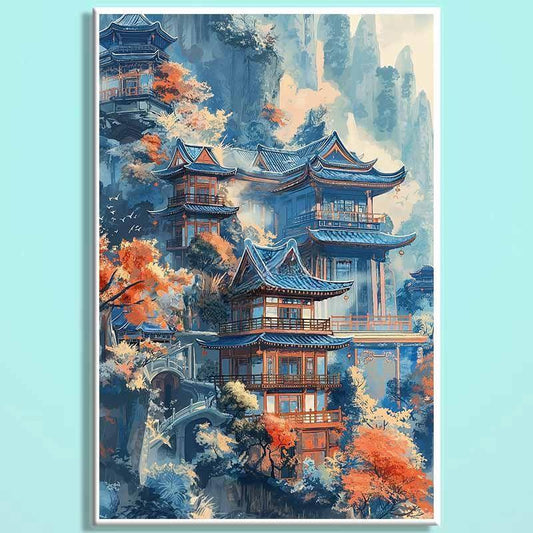 Imperial Palace Wooden Jigsaw Puzzle – Chinese Palace Landscape Puzzle, Oriental Fantasy Art Puzzle, Relaxing Mindfulness Home Decor Gift HC008