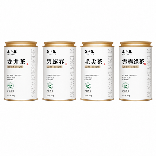 Chinese Green Tea Gift Set 600 g with Mingqian Longjing Biluochun Te Ji Maojian and Yunwu Green Tea