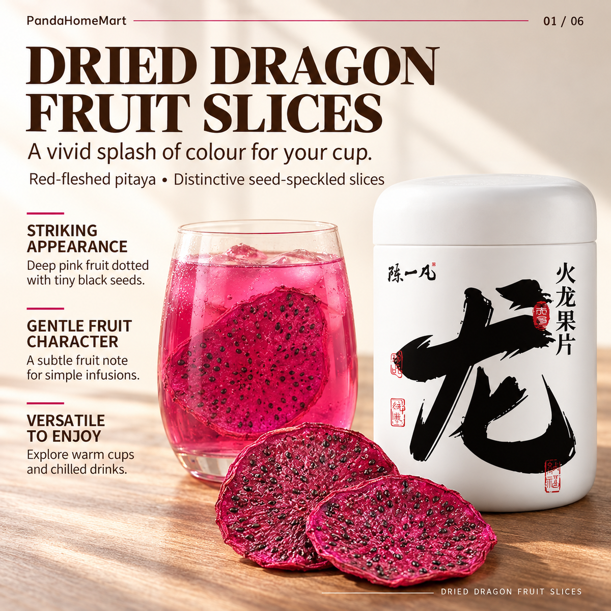 Dried Dragon Fruit Slices 100g Real Pitaya Fruit