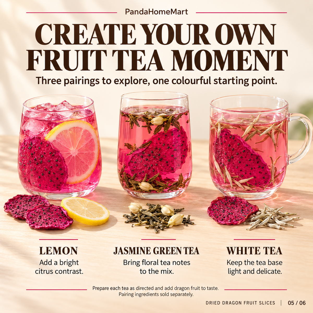 Dried Dragon Fruit Slices for Tea Pairings and Fruit Infusions