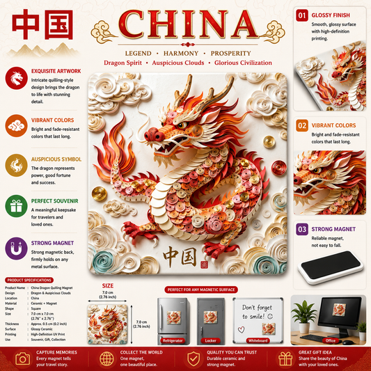 China Dragon of Prosperity Ceramic Fridge Magnet