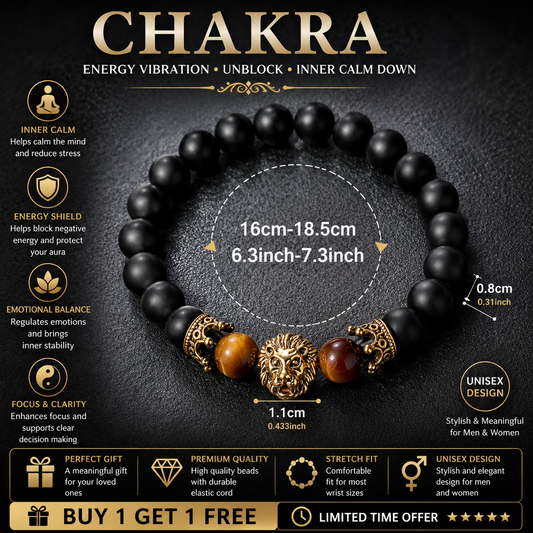 Lion King Courage Bracelet™ | Tiger's Eye & Obsidian Strength Bracelet