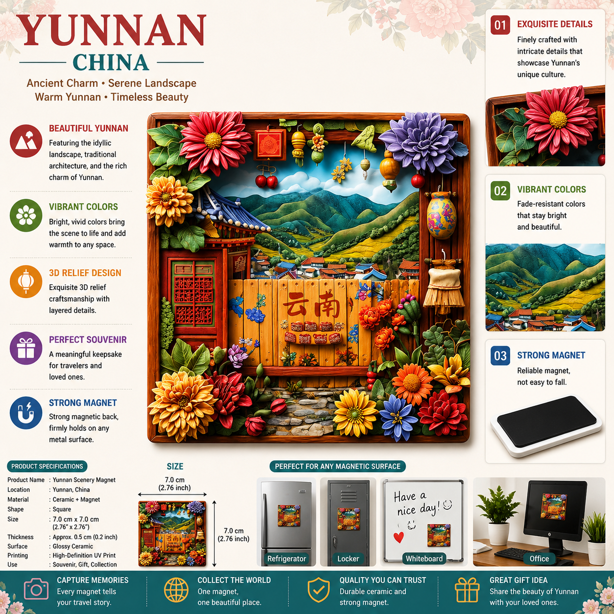 Yunnan Eternal Spring Ceramic Fridge Magnet