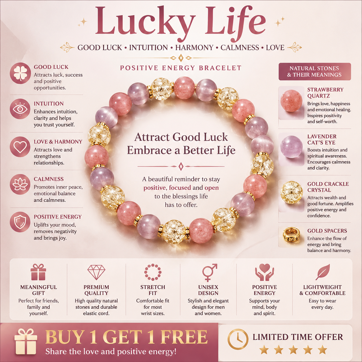 Lucky Life Bracelet™ | Crystal Bracelet for Love, Harmony & Good Fortune