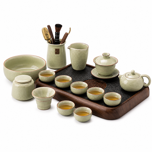 Celadon Crackle Gong Fu Tea Set™ – Traditional Chinese Ceramic Tea Ceremony Collection