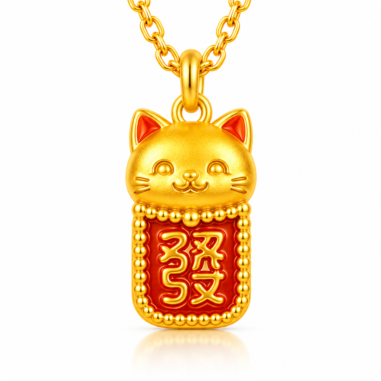 999 Pure Gold Lucky Cat Pendant-A Symbol of Joy, Positivity & Everyday Good Wishes