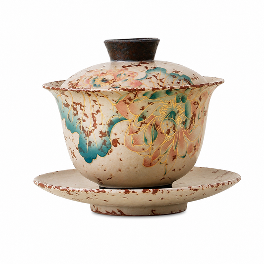 Vintage Floral Porcelain Gaiwan Tea