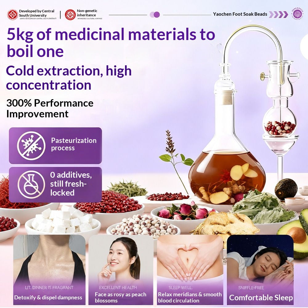 Women’s Four-Herb Beauty Foot Soak Beads – Traditional Chinese Herbal Spa for Relaxation, Warmth & Self-Care | Oriental Wellness Foot Bath Ritual