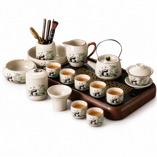 Panda Gongfu Tea Set™ | Chinese Ceramic Tea Ceremony Set with Panda Design & Luxury Gift Case
