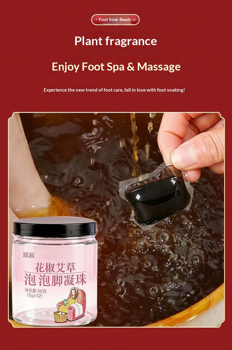Chinese Herbal Foot Soak Beads – Mugwort & Sichuan Pepper Relaxing Foot Bath for Sleep, Warmth & Oriental Wellness | Home Spa Self-Care Ritual