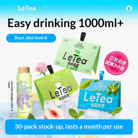LeTea 30-Pack Cold Brew Tea Variety Set – Jasmine, Matcha & Original Leaf Wellness Tea Collection with Free Color-Changing Bottle