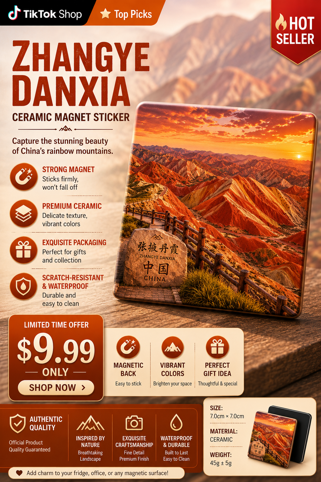 Zhangye Danxia Ceramic Fridge Magnet