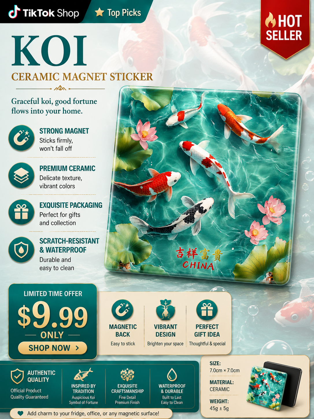 KOI Ceramic Fridge Magnet