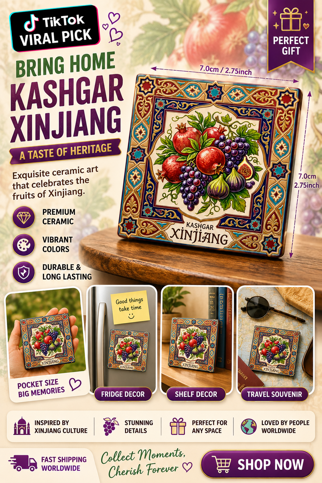 Kashgar Xinjiang Ceramic Fridge Magnet
