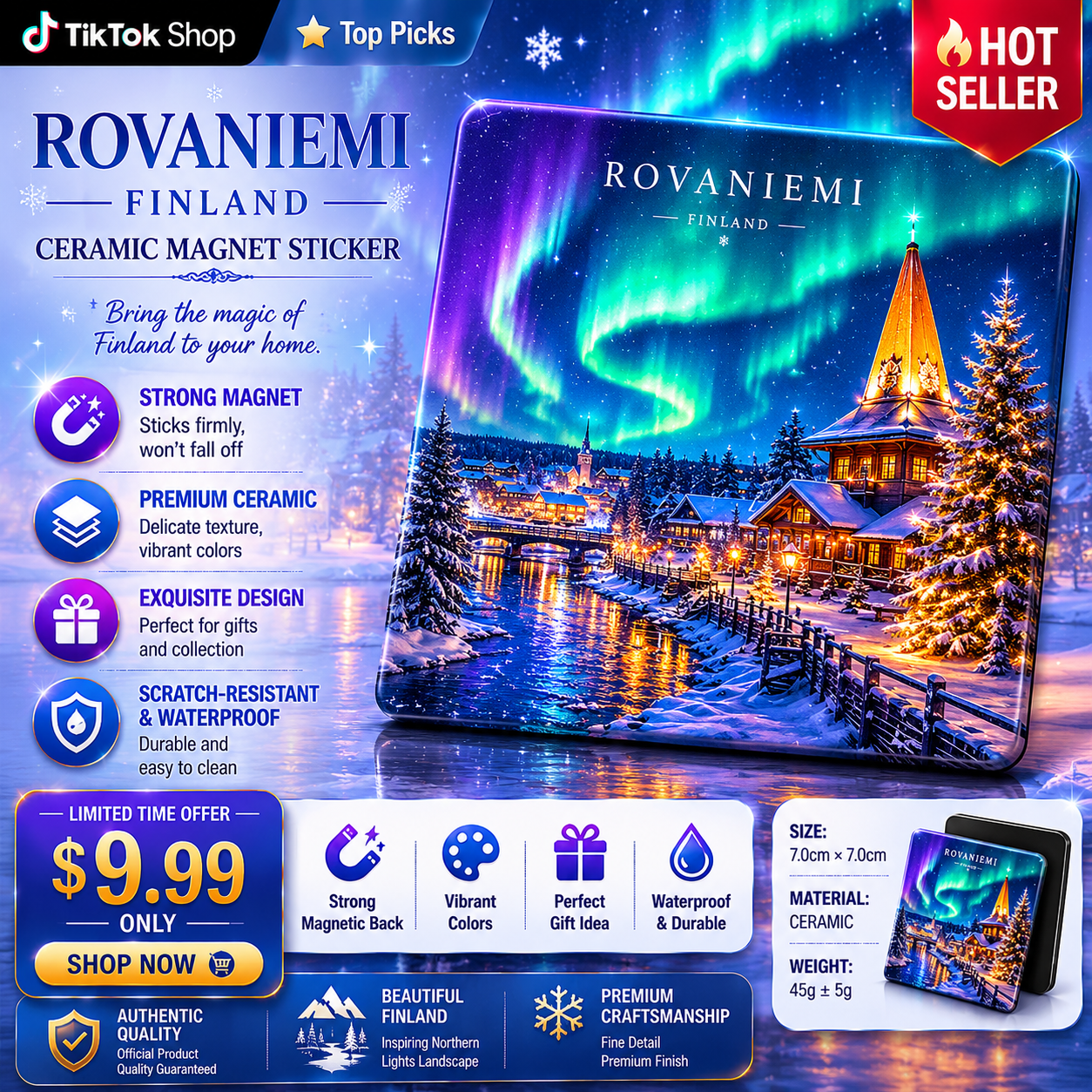 Rovaniemi Finland Ceramic Fridge Magnet