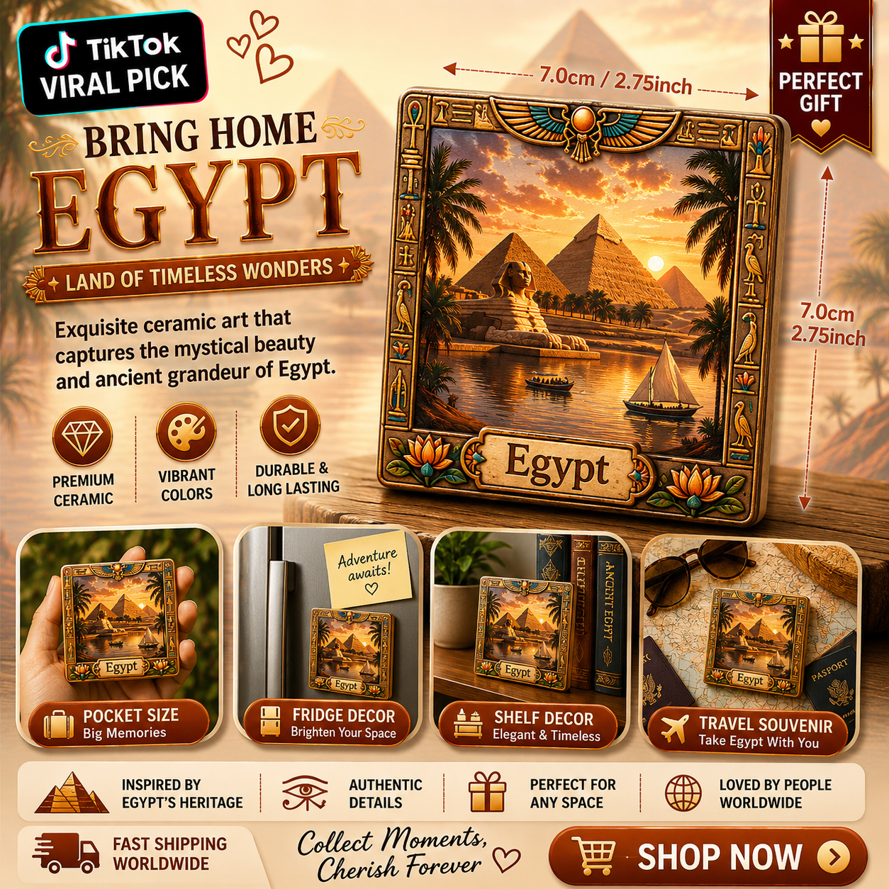 Egypt Pyramid Ceramic Fridge Magnet