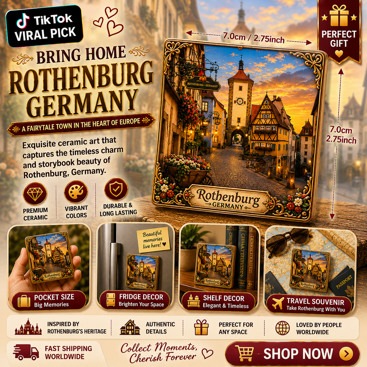 Rothenburg Germany Ceramic Fridge Magnet