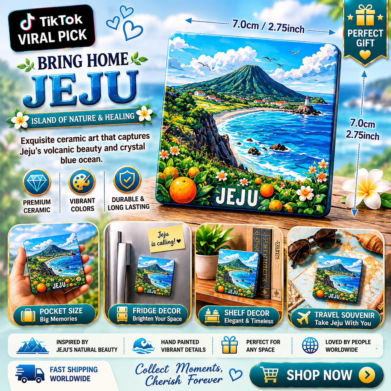 Jeju Island Ceramic Fridge Magnet