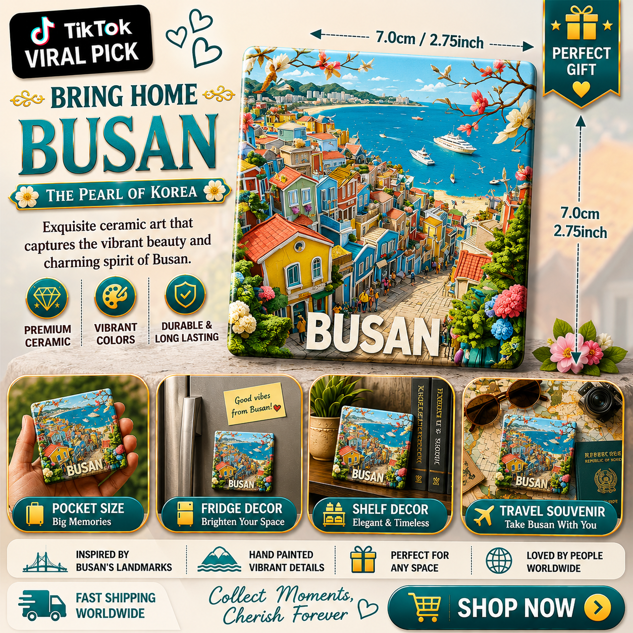 Busan Korea Ceramic Fridge Magnet