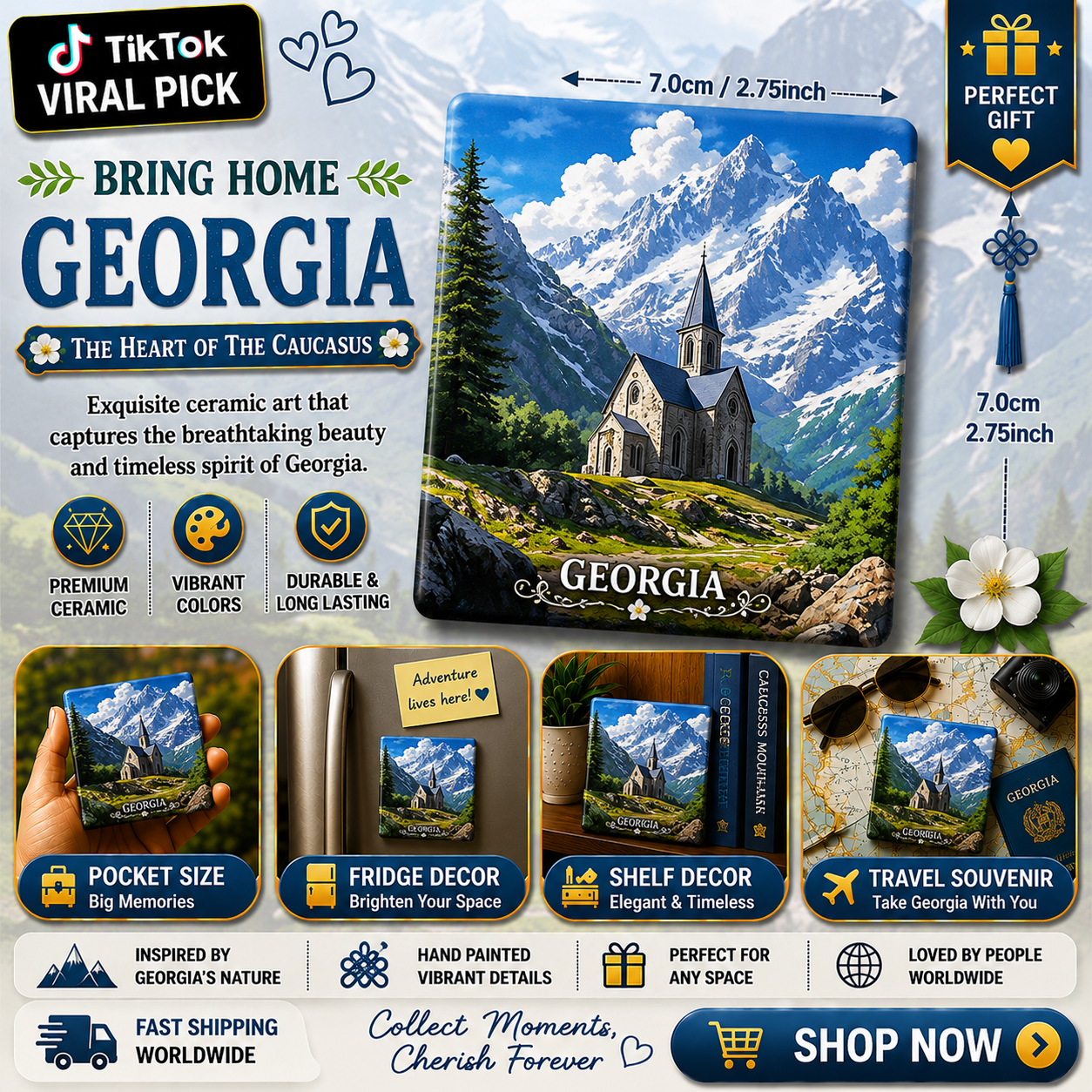 Georgia Ceramic Fridge Magnet