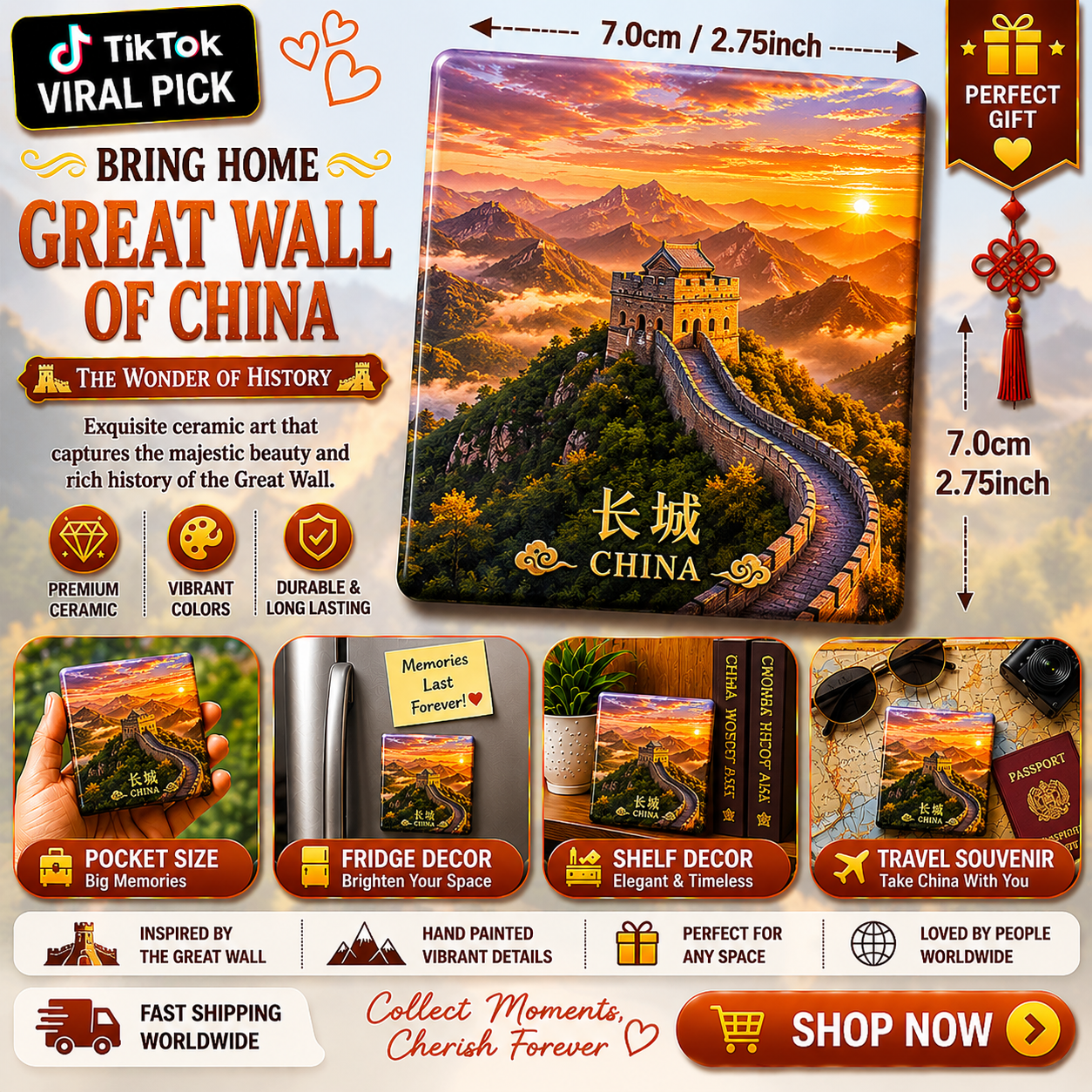Great Wall of China Ceramic Fridge Magnet