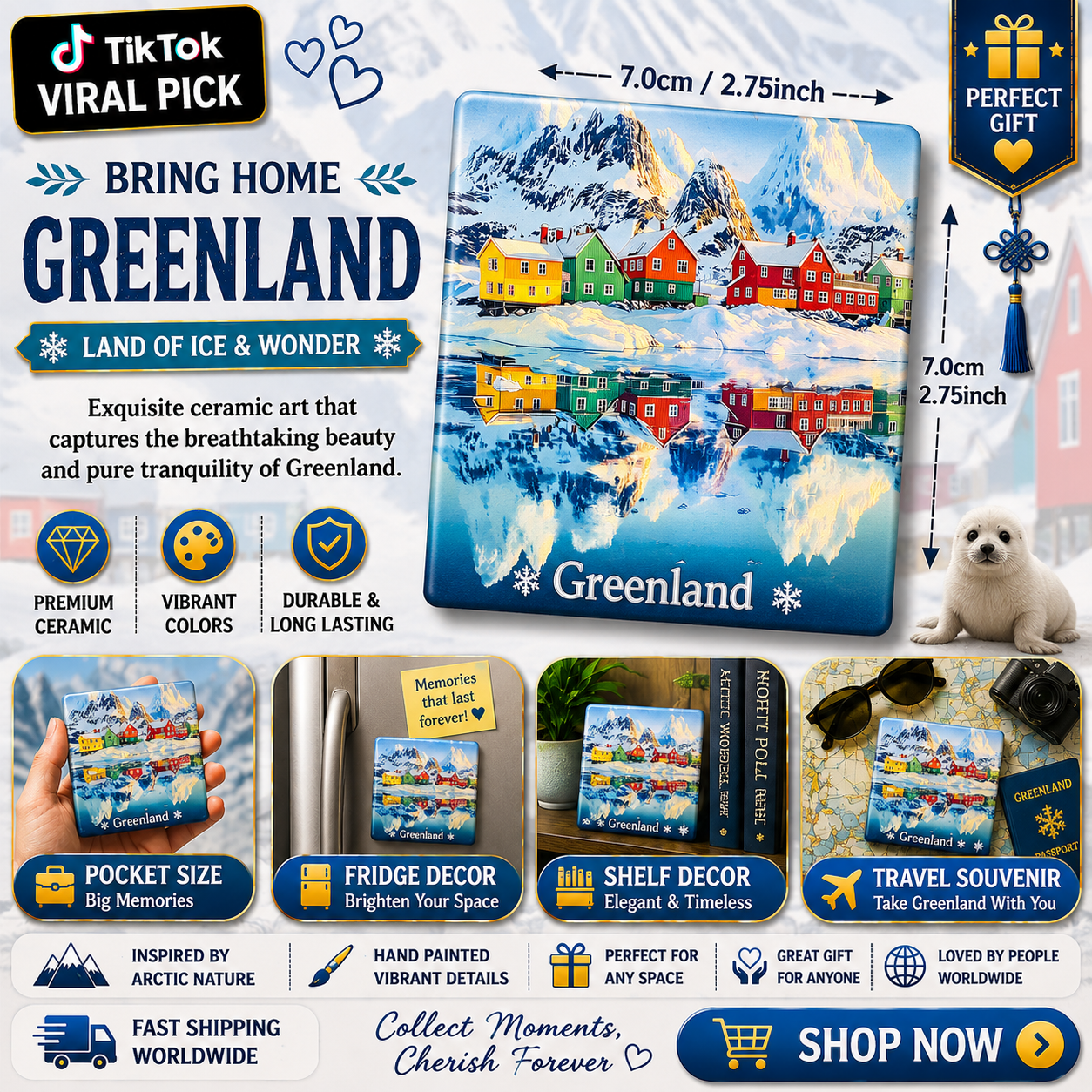 Greenland Ceramic Fridge Magnet