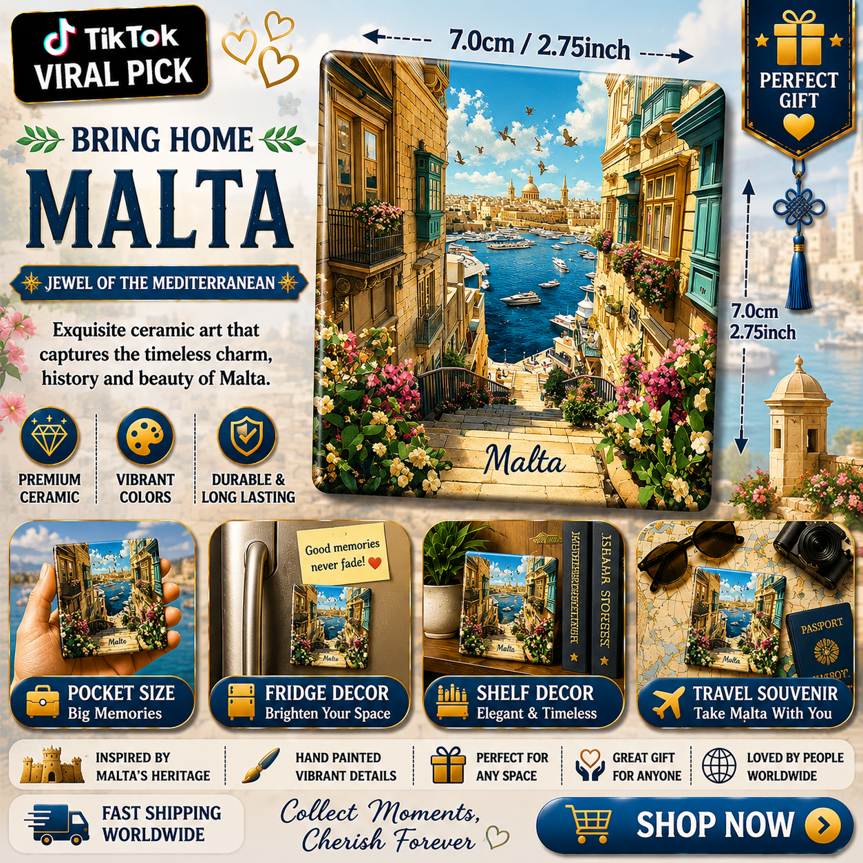 Malta Ceramic Fridge Magnet