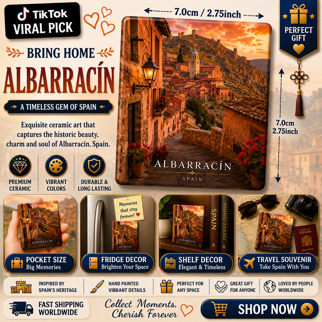 Albarracín Spain Ceramic Fridge Magnet