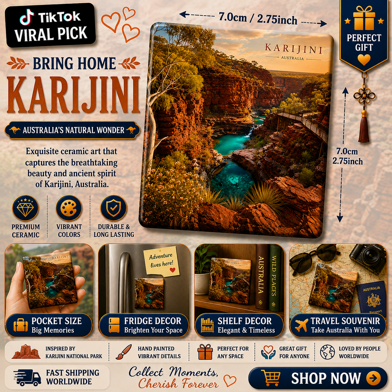 Karijini Australia Ceramic Fridge Magnet