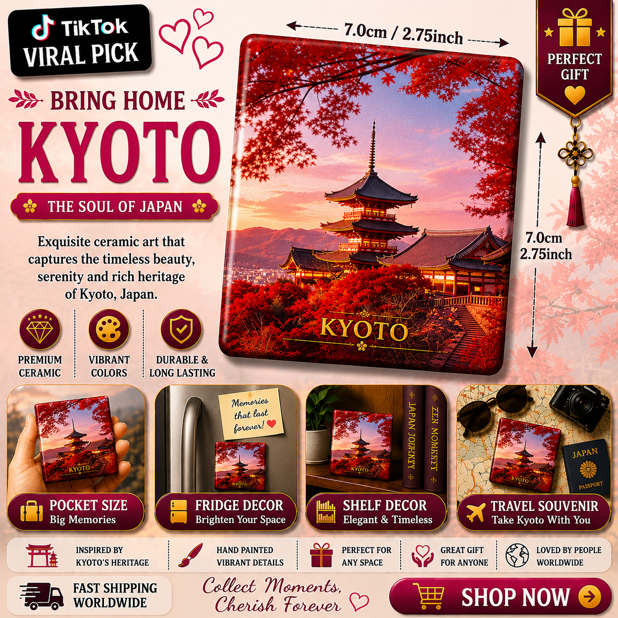 Kyoto Japan Ceramic Fridge Magnet