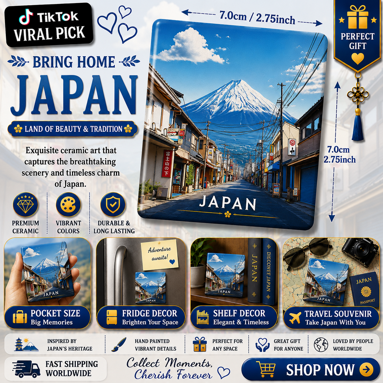 Japan Mount Fuji Ceramic Fridge Magnet