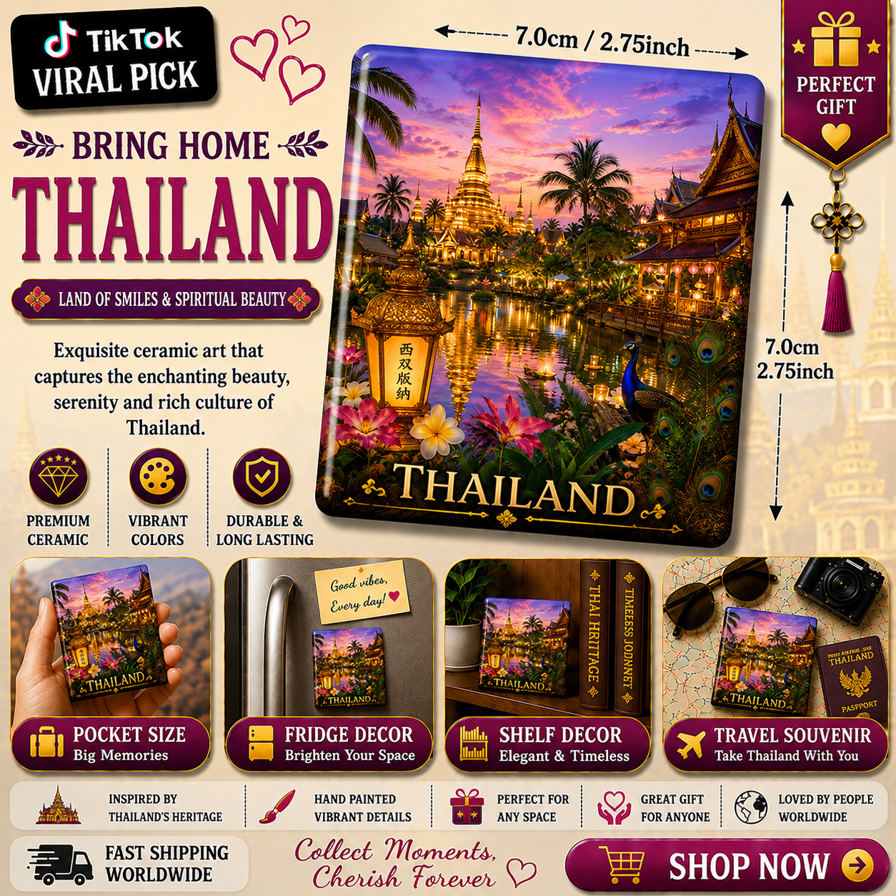 Thailand Ceramic Fridge Magnet