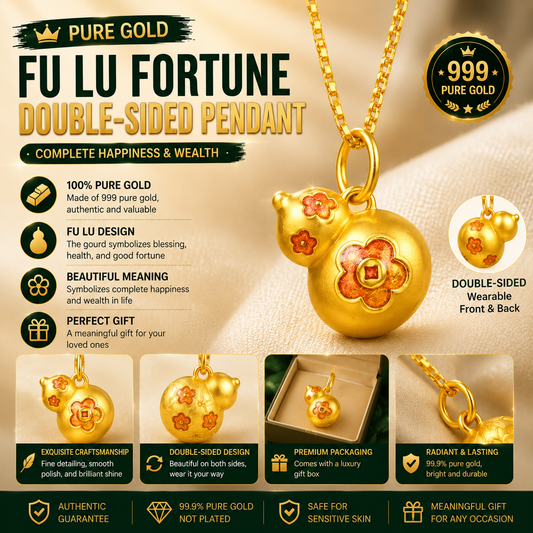 24K Gold Lucky Wulu Pendant – Oriental Prosperity & Wealth Charm Jewelry