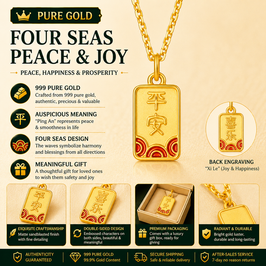 999 Pure Gold Peace & Joy Pendant – Symbol of Happiness, Harmony & Everyday Blessings