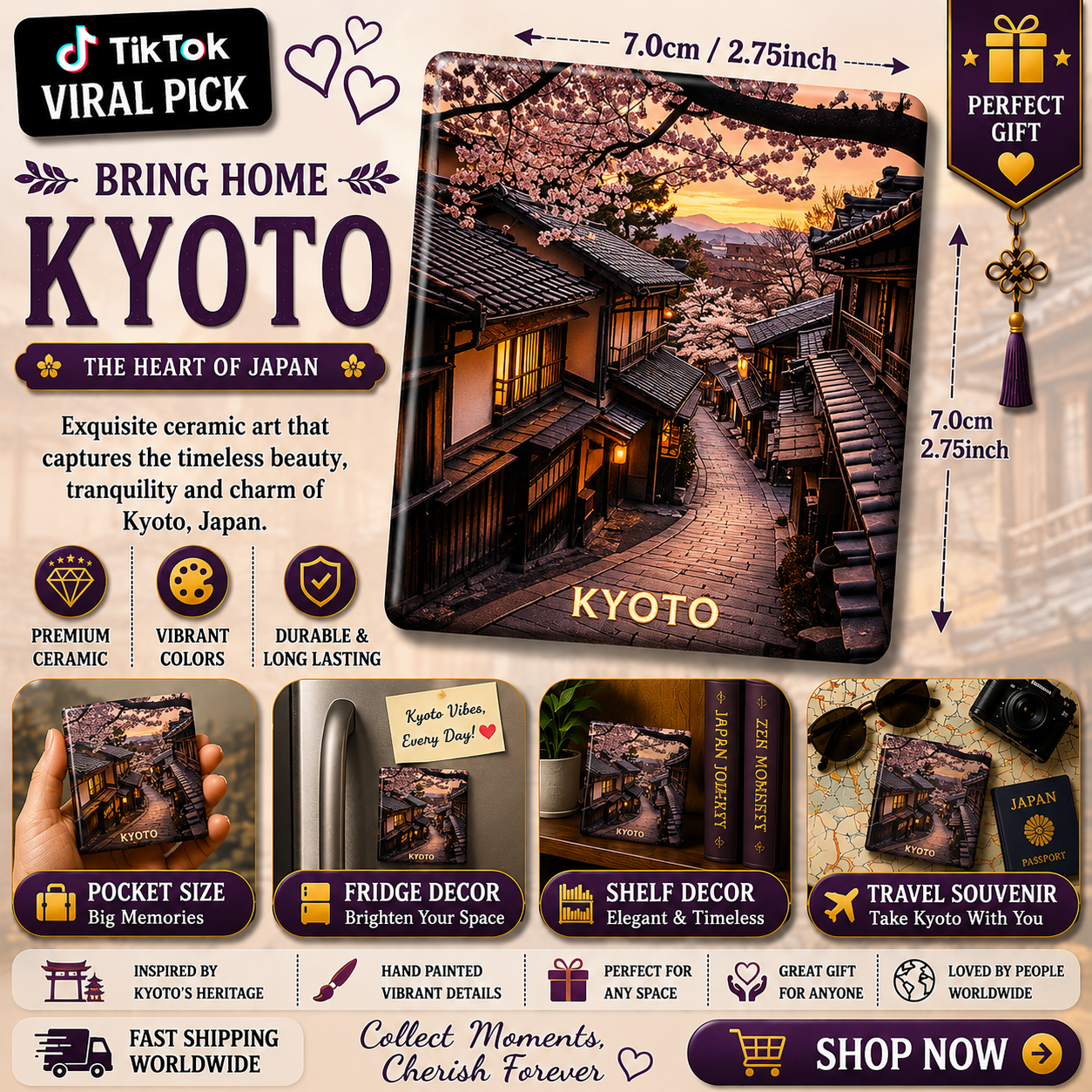 Kyoto Japan Ceramic Fridge Magnet