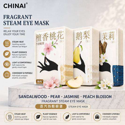 Self Heating Steam Eye Mask – Sandalwood, Peach Blossom, Jasmine & Agarwood Relaxing Eye SPA Mask for Sleep, Stress Relief & Eye Fatigue