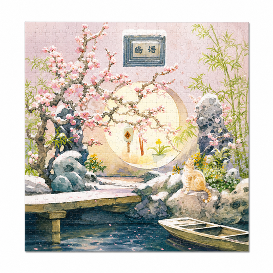 Jiangnan Plum Blossom Puzzle – Chinese Water Town Jigsaw Puzzle, Oriental Spring Landscape Wall Art, Healing Puzzle Gift For Adults