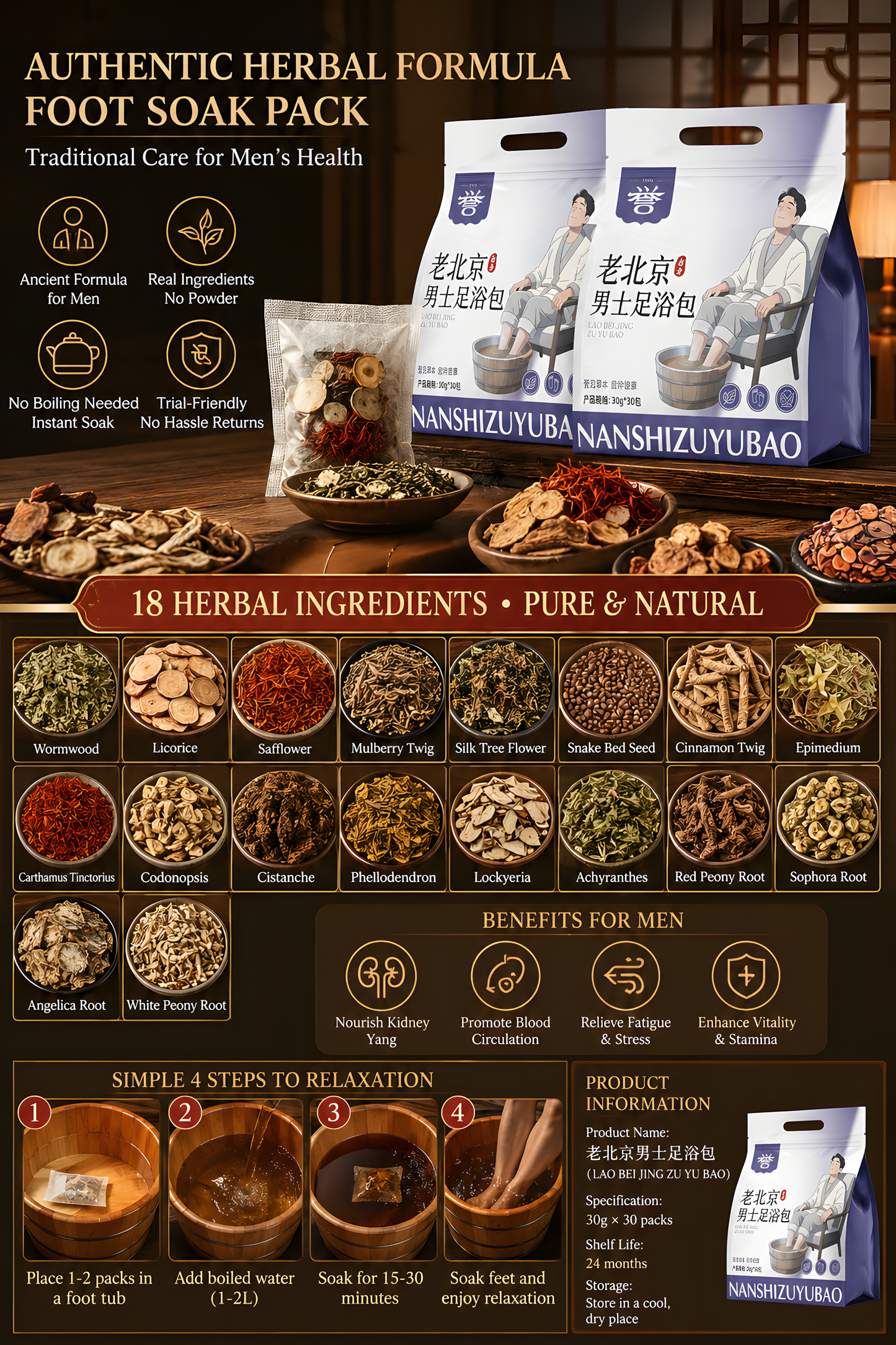 Panda Evening Recovery Foot Soak™ Traditional Herbal Wellness For Relaxation &amp; Recovery
